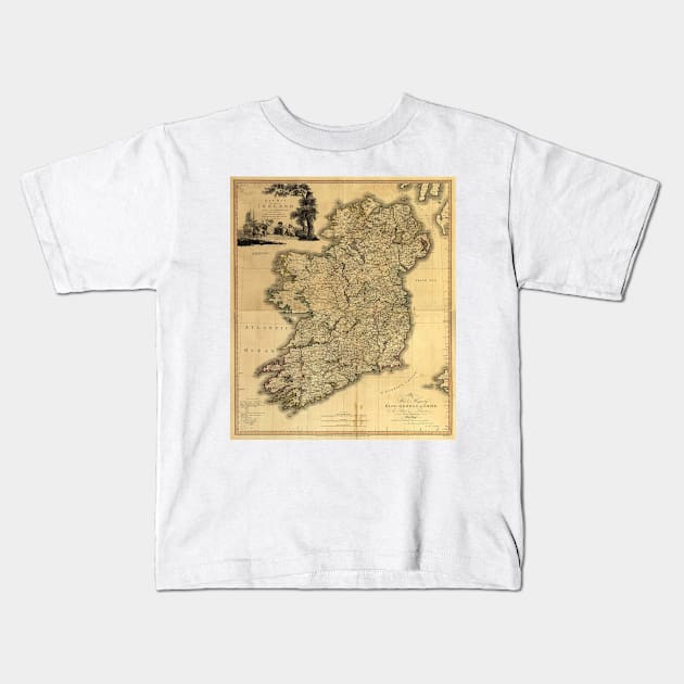 Vintage Map of Ireland (1797) Kids T-Shirt by Bravuramedia